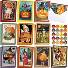 20 Pcs Halloween Greeting Cards with Envelopes Retro Blank Note Cards Set