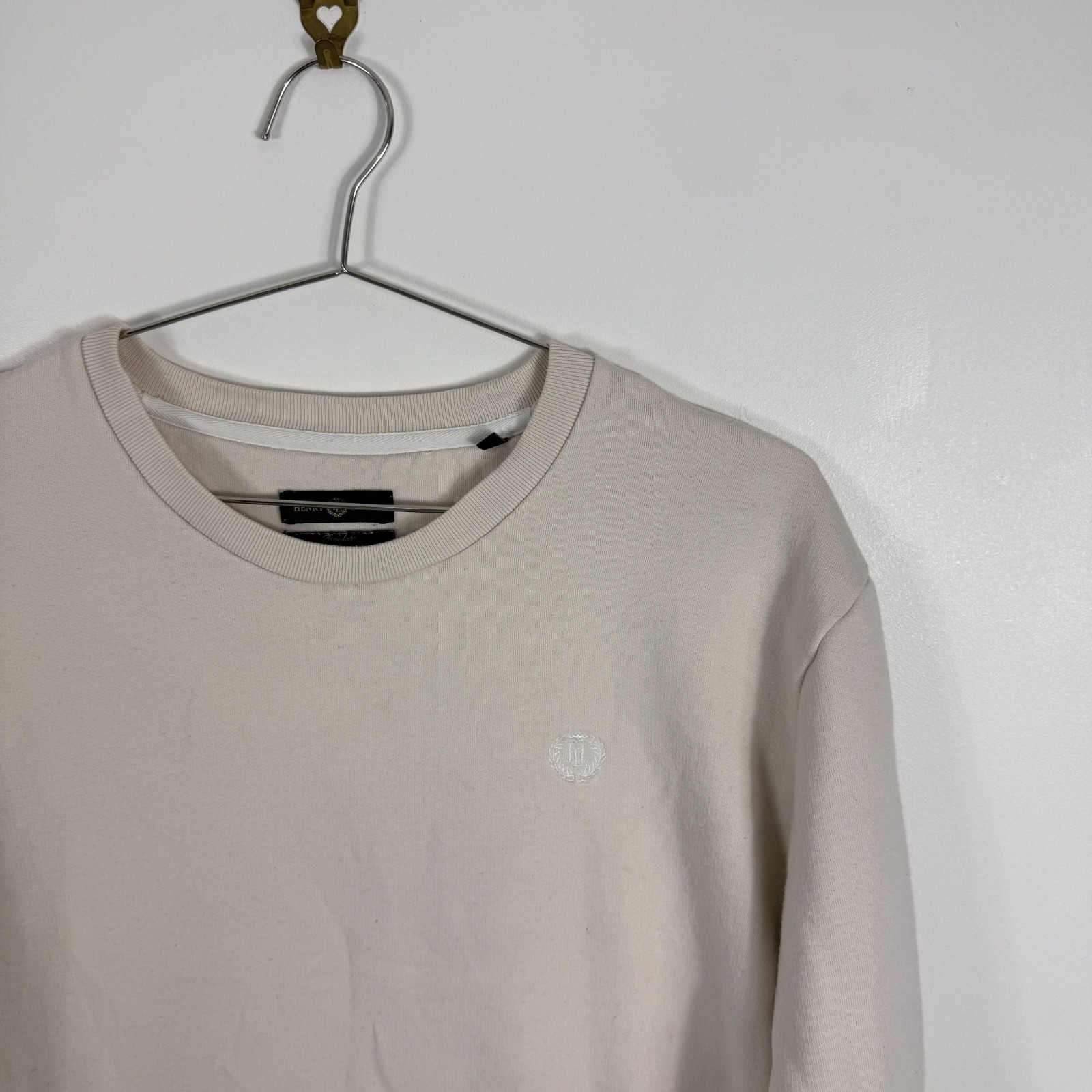 VTG Henri Lloyd 2000s Y2K Cream Embroidered Crest Size Large Pullover Sweatshirt image 2