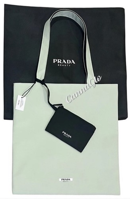 #ad #ad Prada Beauty Shoulder Tote Shopping Bag Light Green amp; Black Reversible W Pouch $44.95