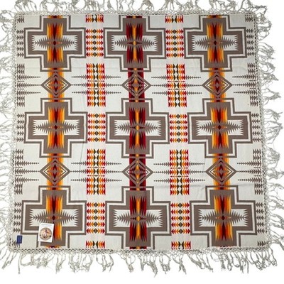Pendleton Beaver State Wool Blanket Throw Harding Fringed Reversible Shawl 68x68