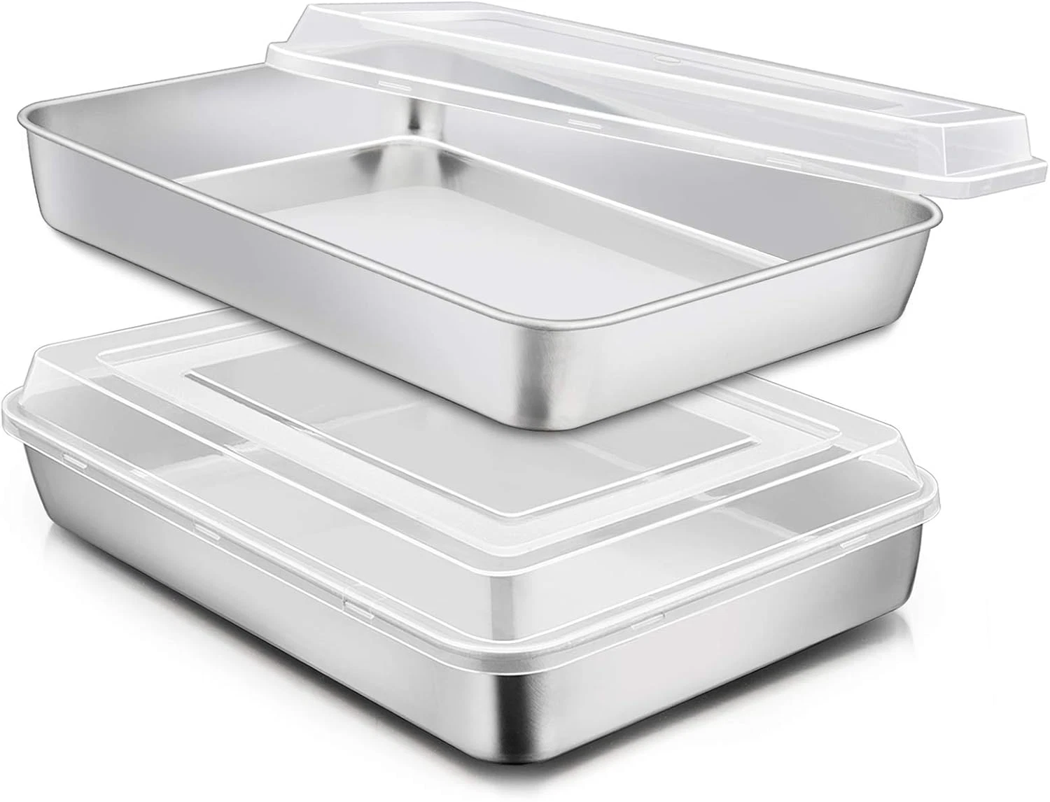 Stainless Steel Baking Pan with Lid, 12⅓ X 9¾ X 2 Inch Rectangle Sheet Cake Pans