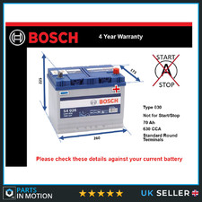 Car Battery S4026 Bosch 068 630A 70Ah 4Yr Warranty 260x173x225