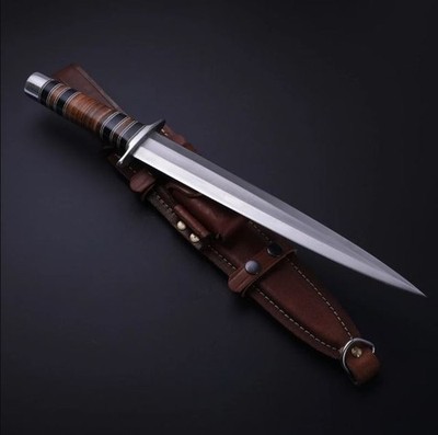Arkansas Toothpick Dagger Handmade D2 Dagger Hunting knife &Leather Sheath