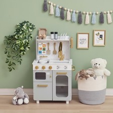 Little Chef Memphis Wooden Play Kitchen, Gray/Gold