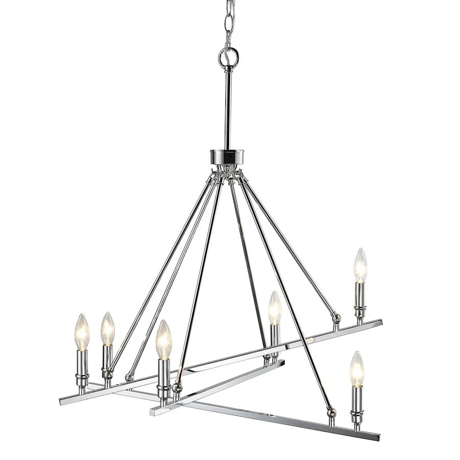 Golden Lighting Garvin 6 Light Chandelier, Chrome - 2360-6CH