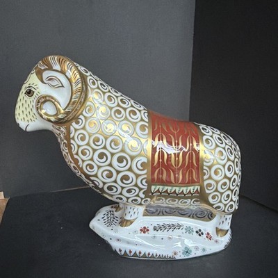 GROSSER ROYAL CROWN DERBY RAM OF COLCHIS L/E BRIEFBESCHWERER GOLD STOPPER  