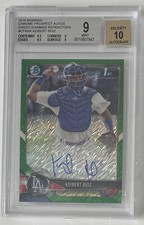 Keibert Ruiz Dodgers 2018 Bowman Chrome Green Shimm Refractor AUTO - BGS 9/10