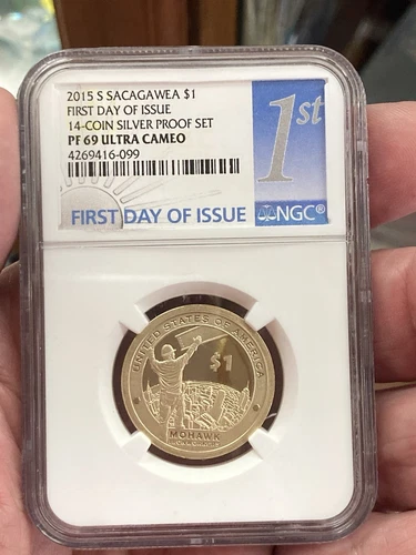 2015-S SACAGAWEA DOLLAR  NGC PF69 ULTRA CAMEO "FIRST DAY OF ISSUE"
