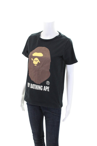 Camisa informal BAPE A Bathing Ape para mujer de algodón con textura manga corta negra talla S - Imagen 2 de 4