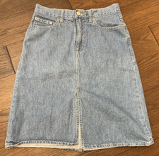 WOMEN'S GAP STRETCH, LIGHT WASH, FITTED AT WAIST JEAN MIDI SKIRT SIZE 26R