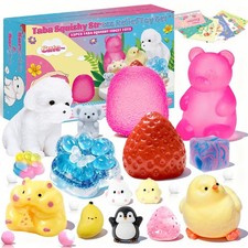 15Pcs Taba Squishies Kit, Squishies Fidget Toys with 24 Cards, Include Strawb...