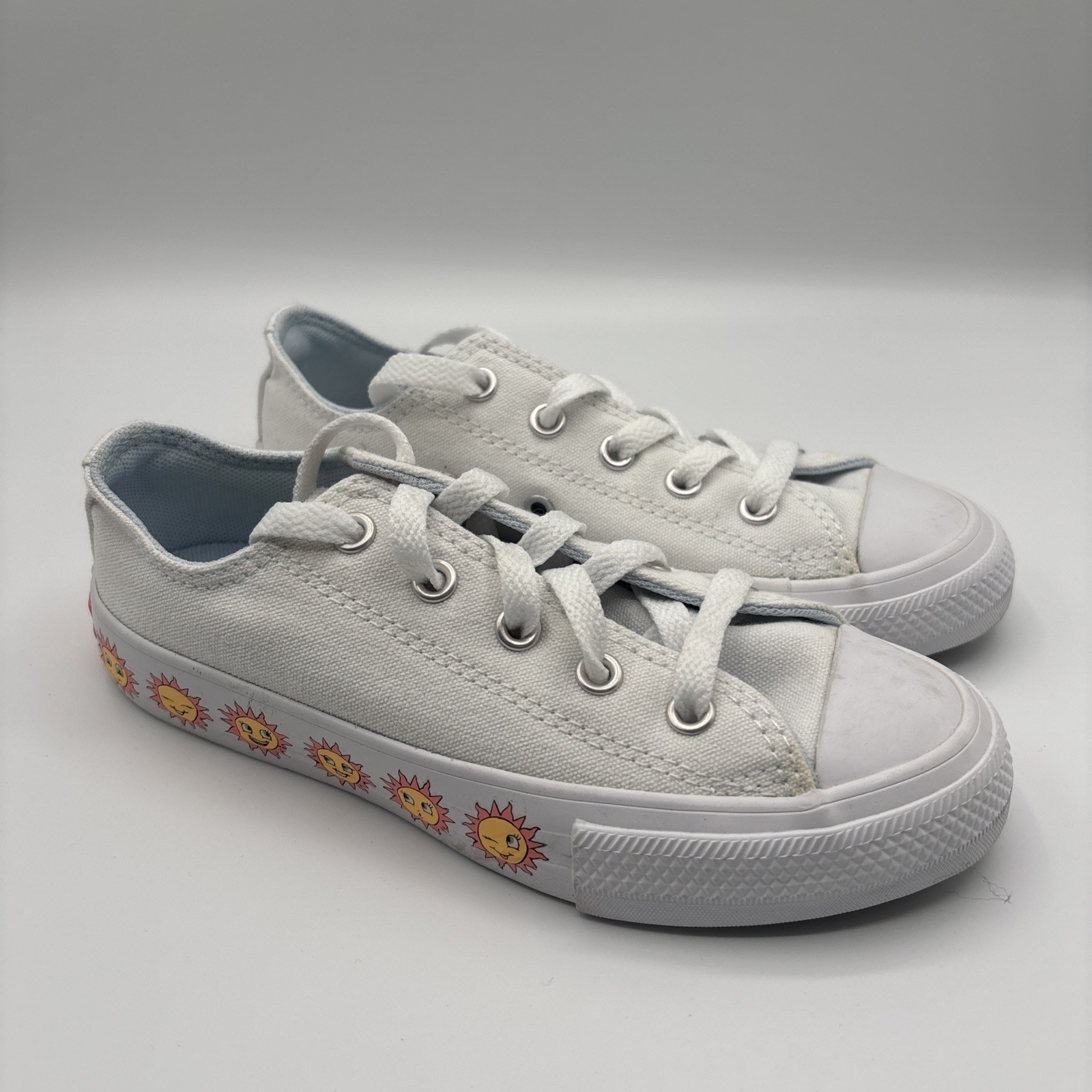 Converse All*Star Girl's Junior Sneakers Sun Graphic White Size US 13