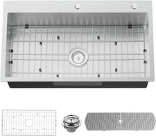 33" Stainless Steel Drop-In Kitchen Sink with Accessories - Modern Design