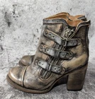 Freebird Beckett 10 Metallic Leather Studded Ankle Boots Block Heel Women’s 10