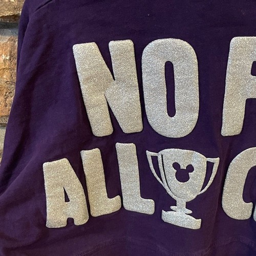 Disney x Spirit Jersey Purple Cheer Long Sleeve Top with Silver Glitter Text - Picture 2 of 7