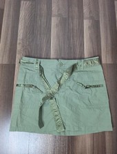 Old Navy Vintage Y2K Olive Green Cotton Cargo Mini Skirt Belted Streetwear. 8