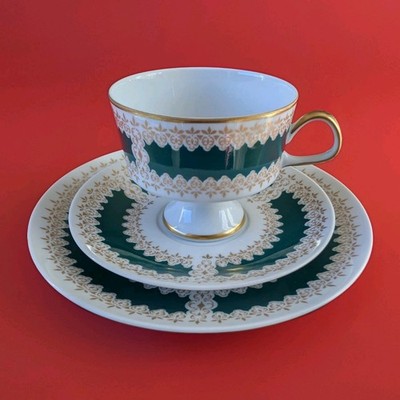 1966 Lichte Sammeltasse Sammelgedeck Grün Gold Kaffee Gedeck Tasse Tee Blumenset