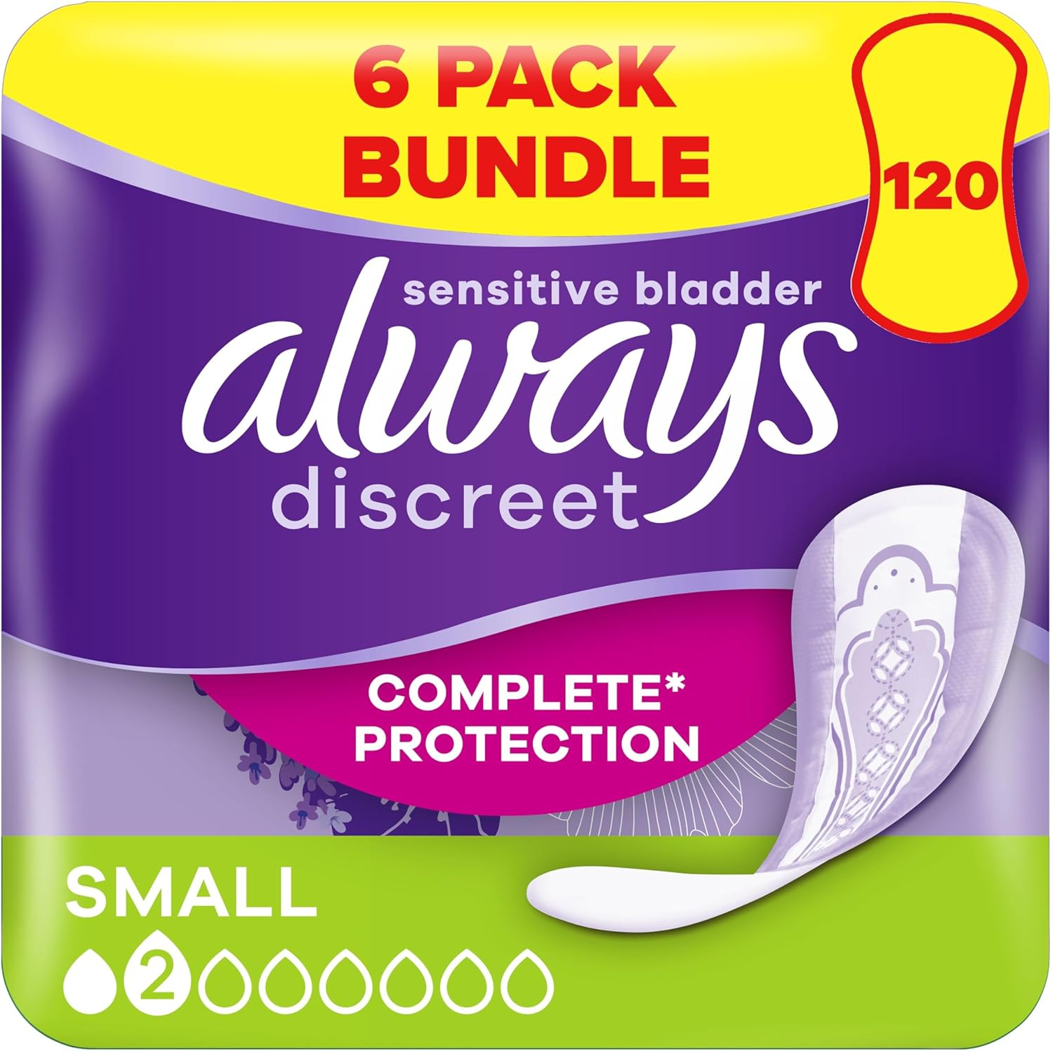 Always Discreet Incontinence Pads Women, Small, Absorbency Pads Women