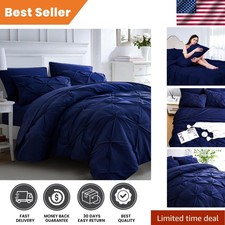 Soft and Fluffy 7-Piece King Comforter Set - All-Season Navy Blue Bedding