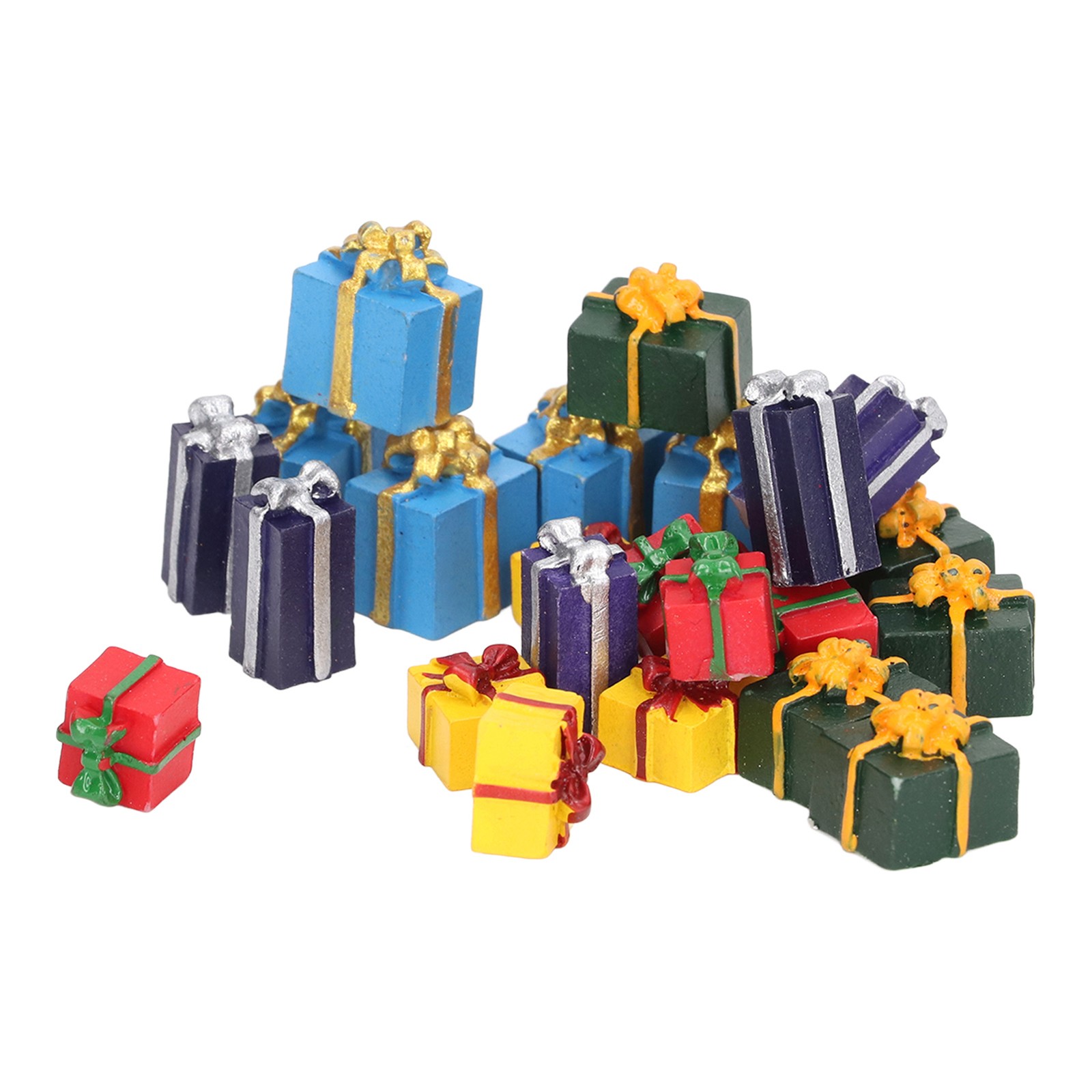 25Pcs Miniature Christmas Present Boxes Resin Ornaments For 1:12 Dollhouse Decor