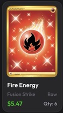 x6 Fusion Strike Basic Fire Energy 284/264 Holo English Pokémon TCG Lot of 6