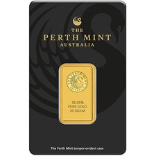 20 Gram Perth Mint Gold Bar (New w/ Assay) 4556.05 per troy oz
