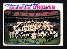 1973 Topps 278 Haddix Francona George Kell Brooks Robinson Earl Weaver Autograph