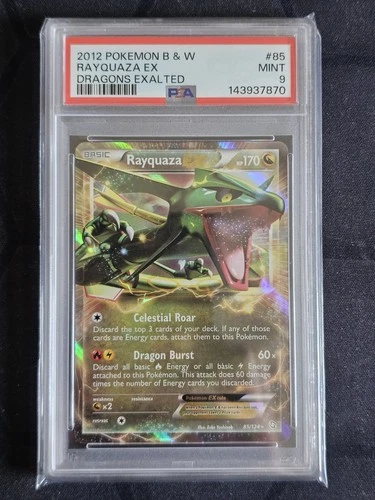 PSA 9 Rayquaza EX 85/124 Dragons Exalted Holo 2012 Black & White