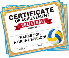 30 Volleyball Achievement Certificates for Preschool and Kindergarten Students