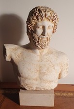 Plaster Head And Body Of Dionysus Bacchus On Marble Base 10" Bc13