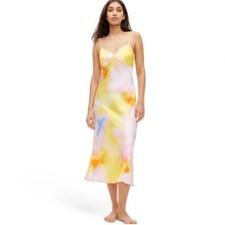 DVF Diane von Furstenberg Target Watercolor Slip Dress XXL Women's Pink Yellow