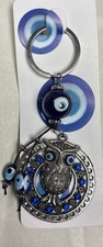 Turkish Blue Evil Eye Keychain with Owl Hanging Decor Gift