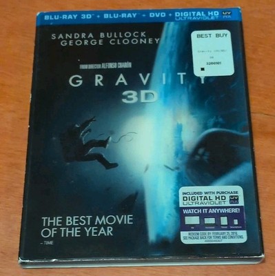 Gravity 3D Blu-ray Sandra Bullock  George Clooney  Alfonso Cuaron  Steven Price