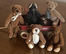 Lot 5 Mini Miniature Dollhouse Bears 2 Or 3 Artist  1 Ganz/ Cottage Collectibles