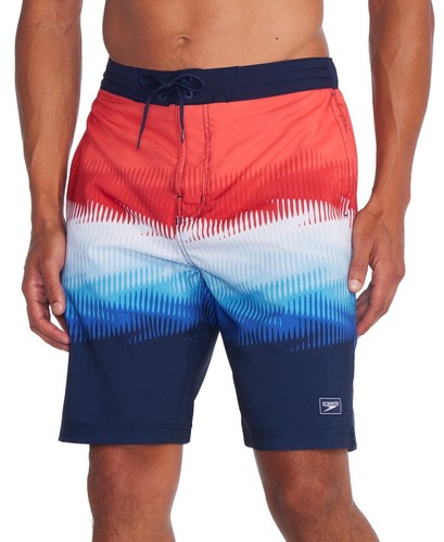 Speedo Mens Regular fit Swim Trunks Swimwear XL Blue White Red
