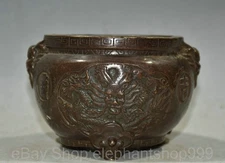 4.8" Old Chinese Copper Dynasty Palace Lion Beast Dragon Incense Burner Censer