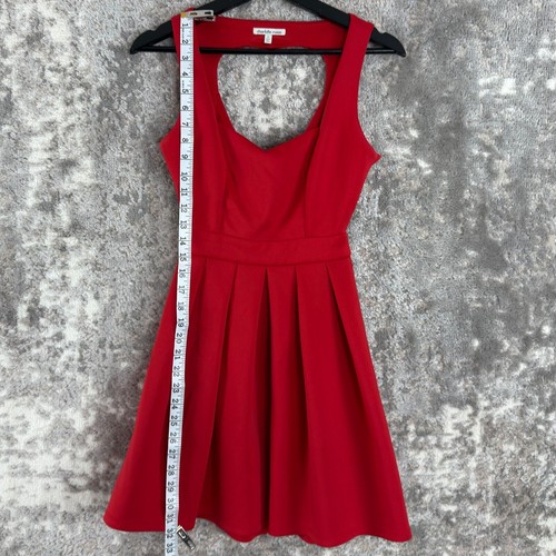 Charlotte Russe Size S Heart Pleated Mini Skater Dress Red Sleeveless Zip V Neck - Picture 2 of 10