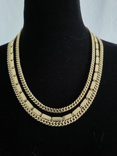 Vintage MONET Necklace Triple Strand Chunky Gold Tone 20" 2" Ext Statement NOS