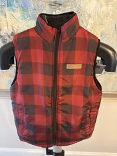 Buffalo David Bitton Red Check Full Zip Reversible Vest Kids Size Large 14/16