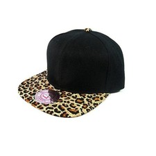 Leopard Hat Snapback Childs Cheetah Brim Solid Brush Cap Black Hat