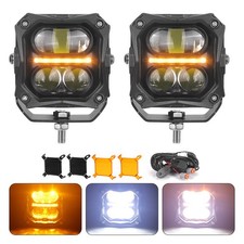 2x 3inch Square Led Work Light Lamp Spot Pods Driving Fog Amber Offroad Atv Suv