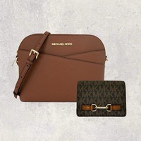 Michael Kors MK Tasche Crossbody GeldböRse Jet Set Travel Carson Braun Leder NEU