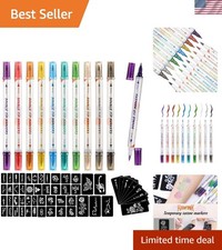 Temporary Tattoo Markers for Skin, 10 Body Markers 56 Large Tattoo Stencils...