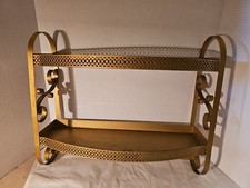 Vintage Metal Wall Shelf Holder / Bathroom Cabinet Towel Rack Gold Tone MCM
