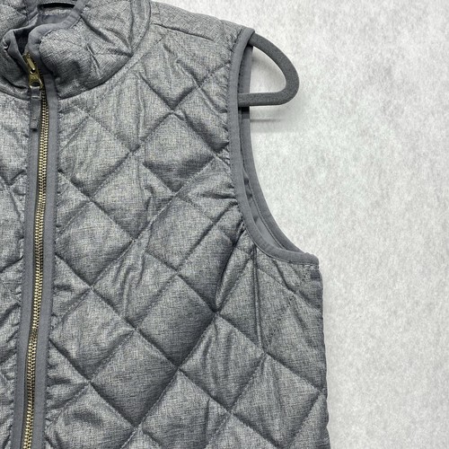 Old Navy Texture Quilted Vest Women's Size Small Petite Gray Full Zip Pockets - Picture 4 of 16