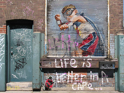 street art print CANVAS graffiti large  life is better in a cape painting 