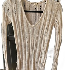 GUESS Women's Mesh Knit Stitch Dress XS off white b29