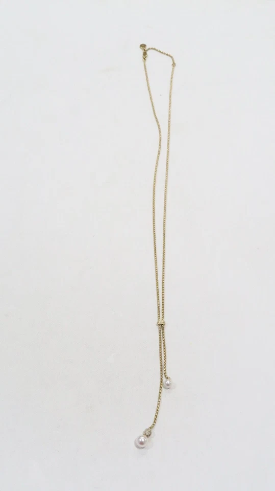 Collar Michael Kors Perla Blanca Oro Amarillo Cristales Pavé MKJ6311710 NUEVO SIN ETIQUETAS Foto 2 de 4