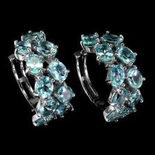 925 Sterling Silver Earrings Oval Apatite Natural Gemstone Jewelry Gift