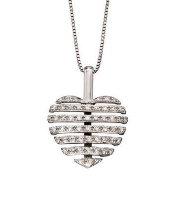 Elements Anhänger 9 Karat Weißgold und Diamanten Split Heart